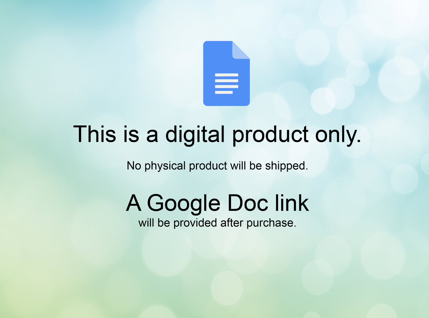 Digital Product Only. Google Doc Link will be provided.
