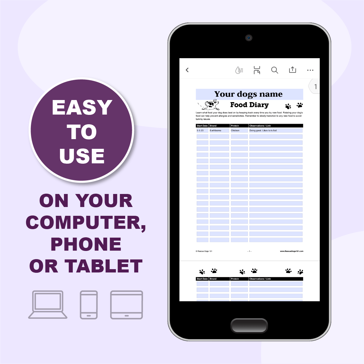 digital pet food tracker on iphone