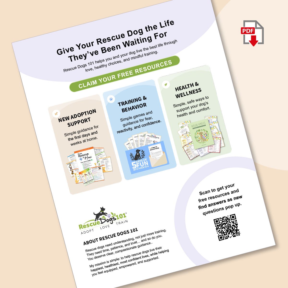 Free Rescue Dog Resource Page (PDF) – For Adoption Packets (Shelters & Rescues)