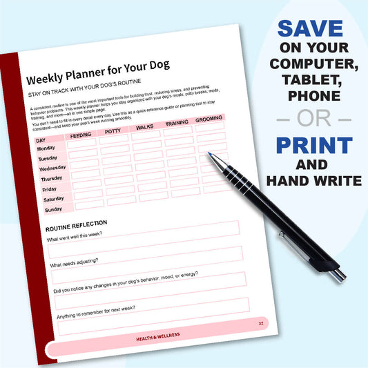 Weekly Planner For Dog Routine