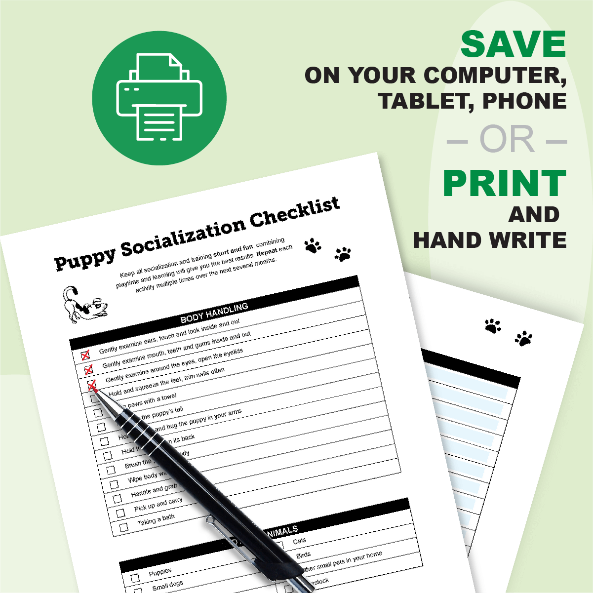 Puppy Socialization Checklist ( Digital and Printable )