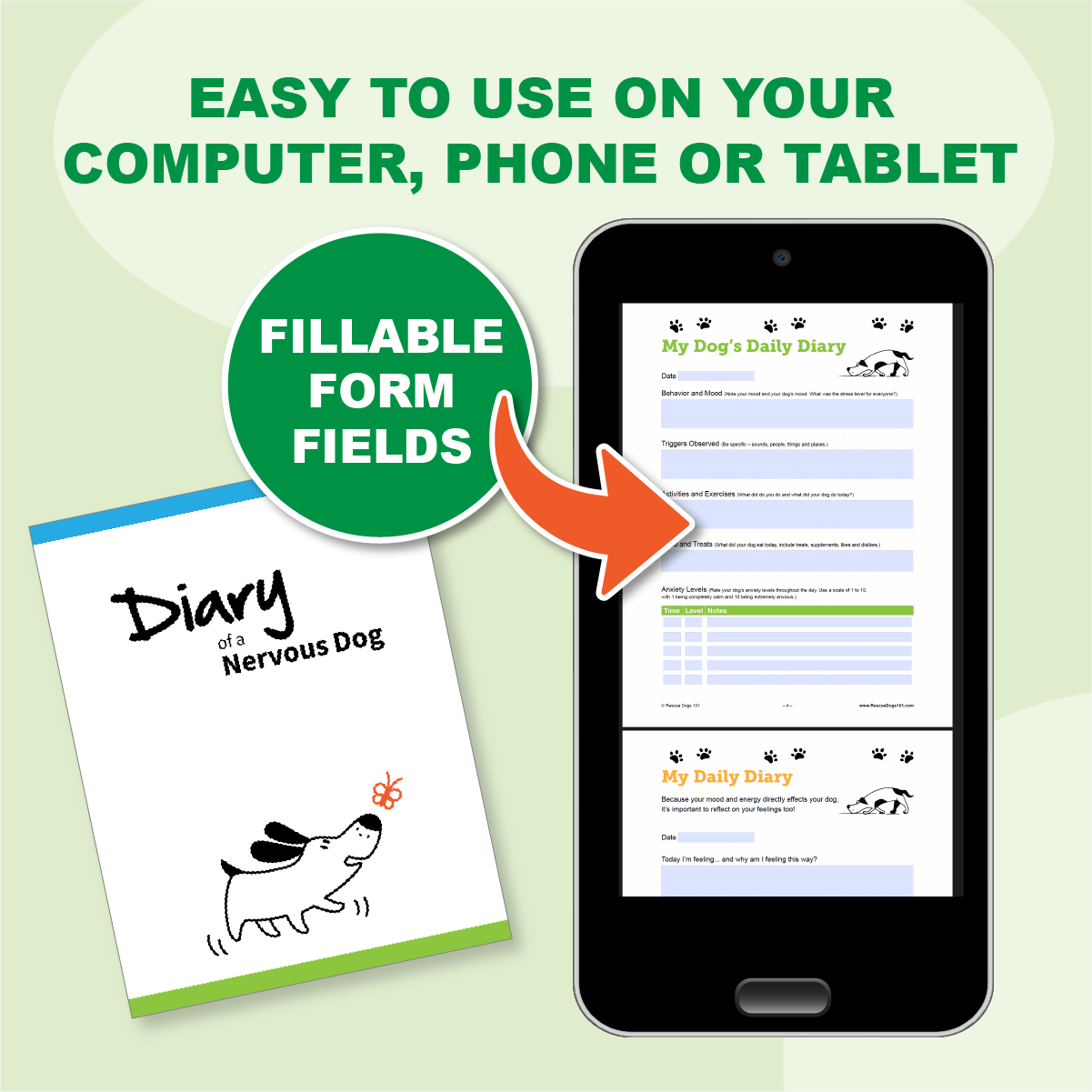 Fillable form fields. Pages shown on a smart phone.