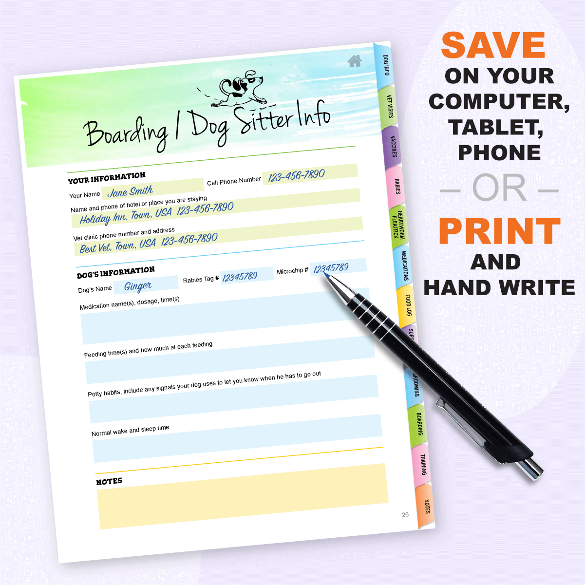boarding and dog sitter form