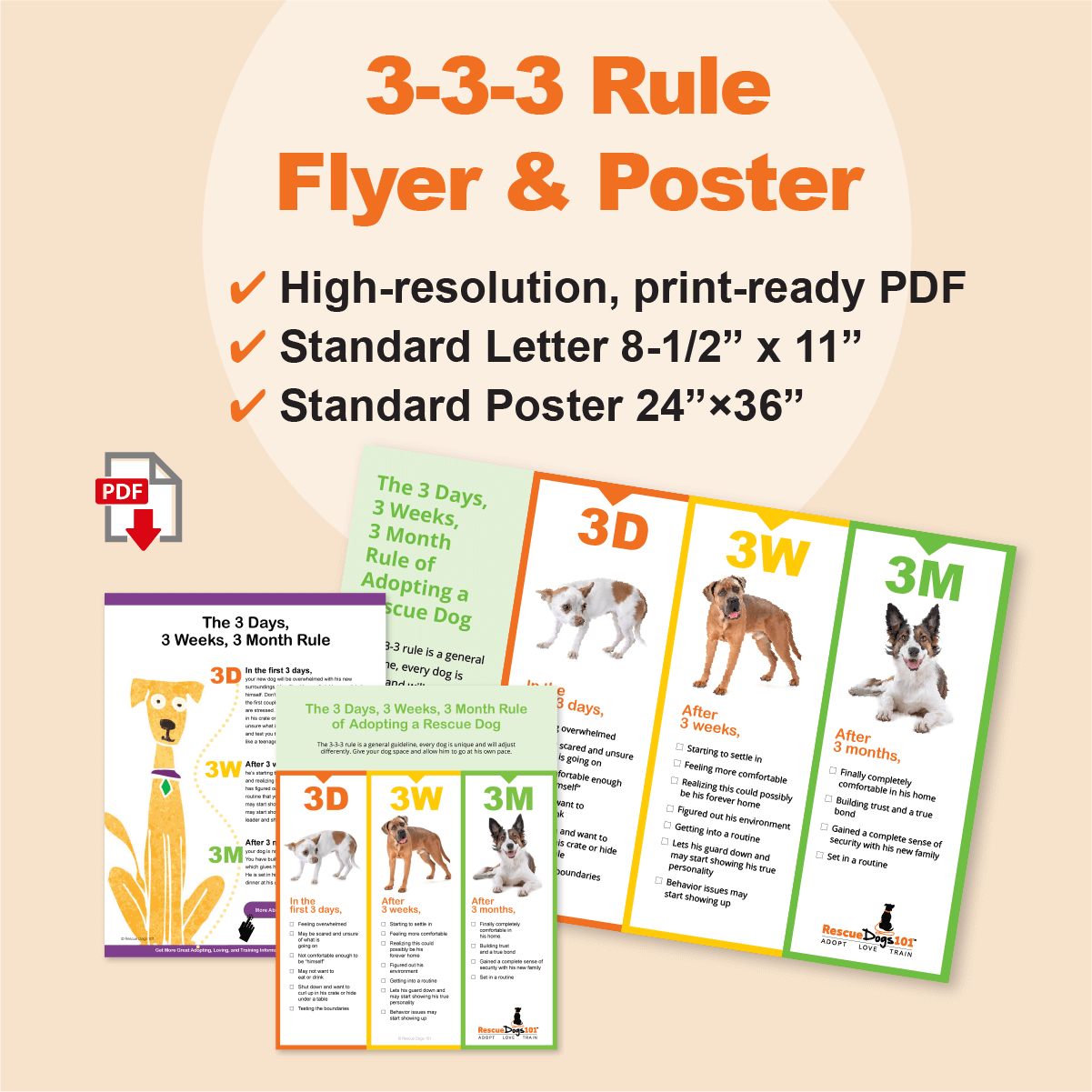 3 3 3 Rule Flyer Poster For Commercial Use Rescue Dogs 101 3-3-3-rule-flyer-poster-for-commercial-use-rescue-dogs-101