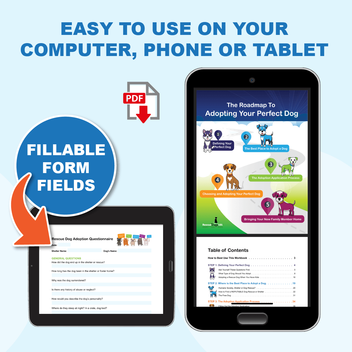 Easy to use on your computer, phone or tablet. Fillable form fields. PDF download.