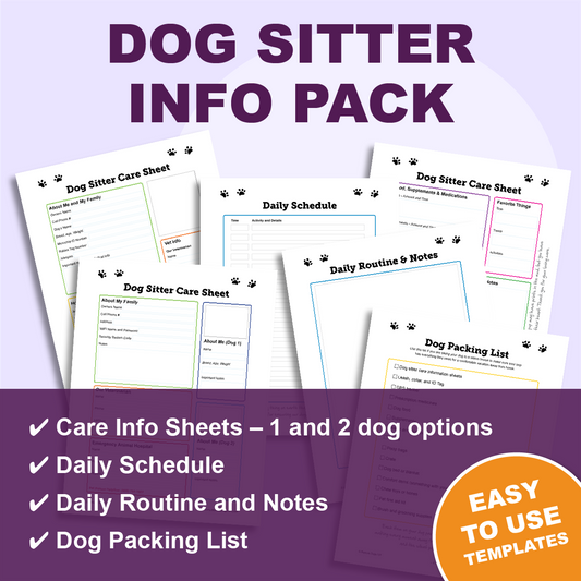 Dog sitter information pack printables.