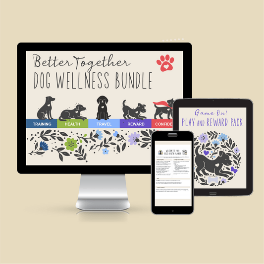 Better Together Dog Wellness Bundle on a computer screen, phone and tablet. 
