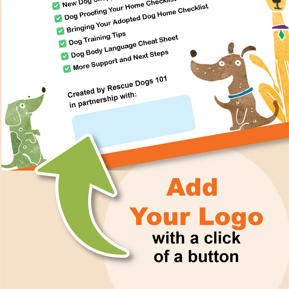 Dog-themed checklist with cartoon dogs and text on a beige background