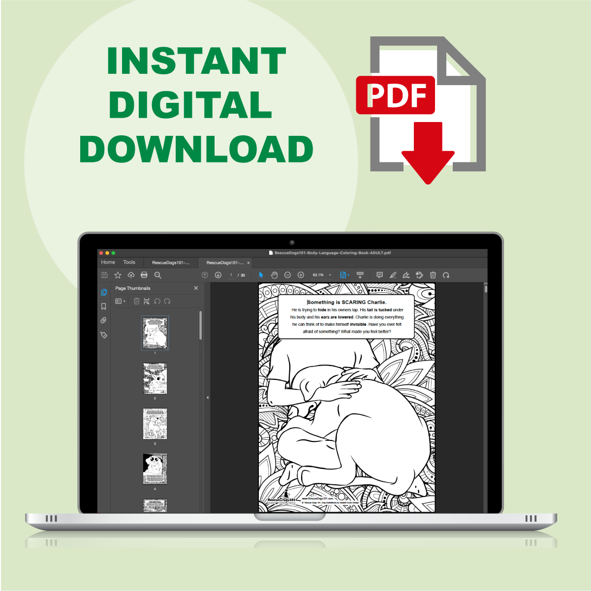PDF download dog body language mandala coloring pages