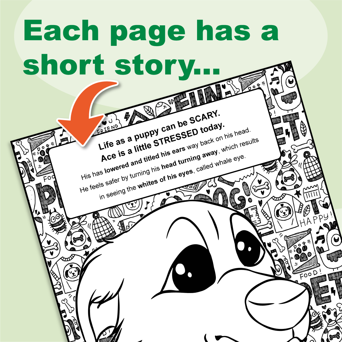 printable dog body language coloring pages with story lessons