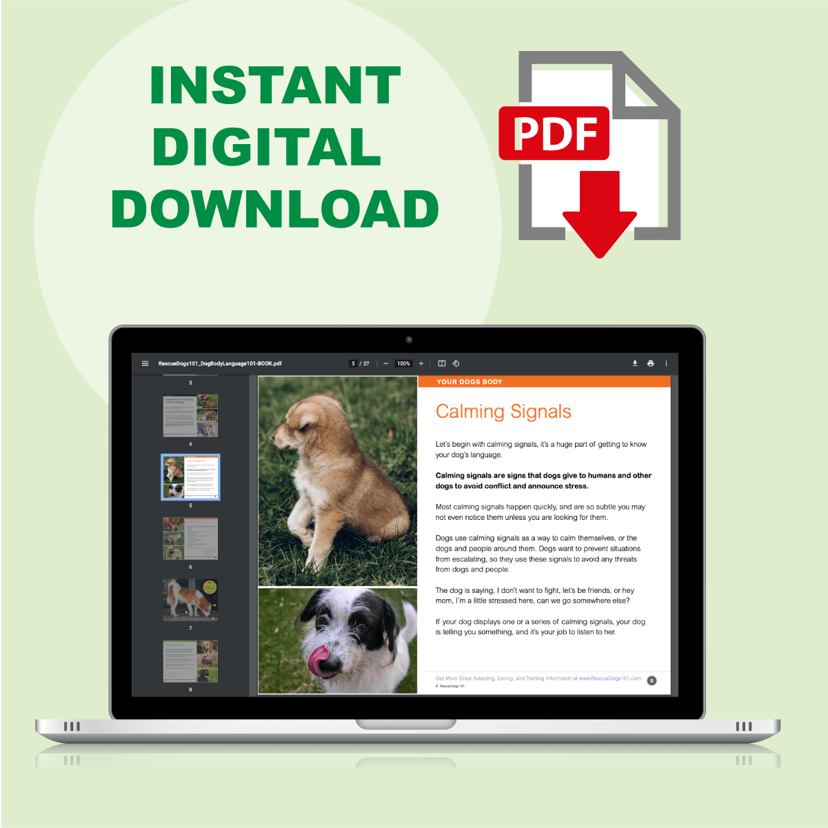 PDF instant download dog body language 101 guide