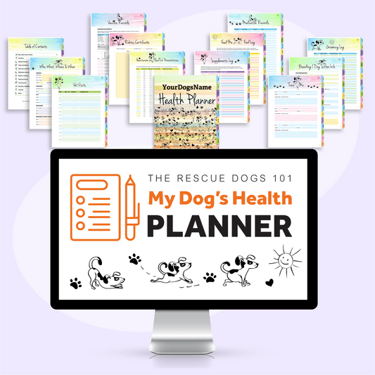 My Dog’s Health Planner, 34-page digital dog health record organizer with fillable form fields