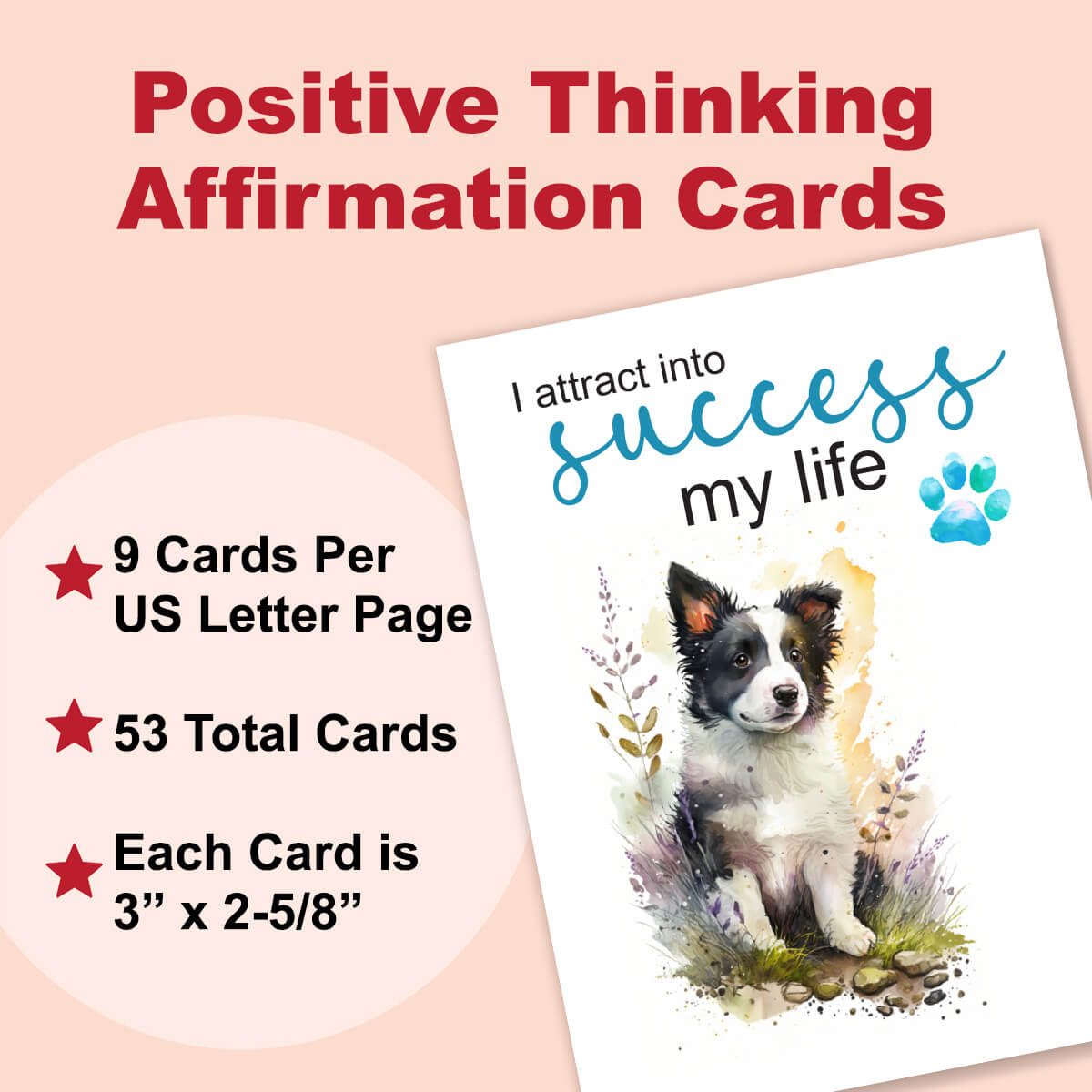 positive thinking puppy affirmation cards