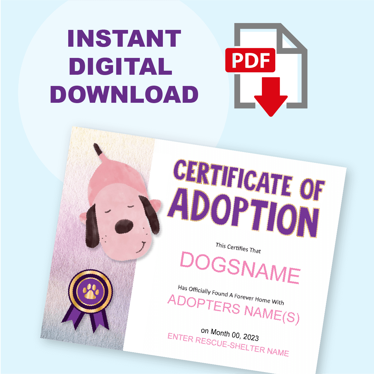 personalized-dog-adoption-certificate-printable-template-pink-puppy-rescue-dogs-101 for Pet Adoption Certificate Free Printable Pdf Personalized Dog Adoption Certificate Printable Template - PINK Puppy – Rescue Dogs 101 for Pet Adoption Certificate Free Printable Pdf